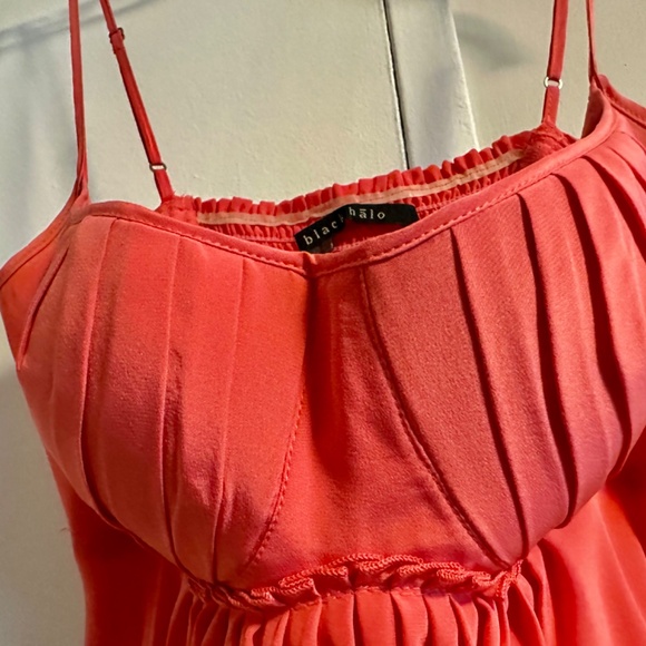 BLACK HALO SILK CAMISOLE MERMAID CUPS ADJUSTABLE BACK IN CORAL sz 10 - Picture 4 of 9